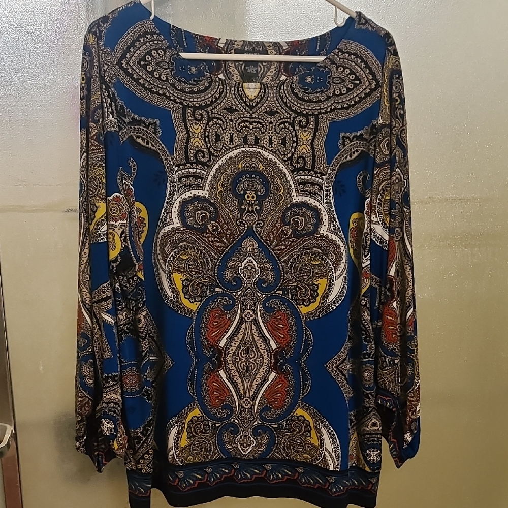 Paisley Print Women's Top - Blue and Red